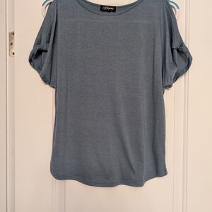 Cato Slate Blue Short Sleeve Top